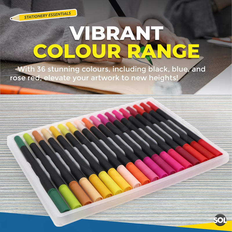 36 Pack Dual Tip Brush Pens – Watercolour Markers for Colouring, Calligraphy & Sketching-4