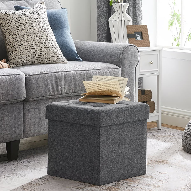 Foldable Storage Stool Bench with Padded Seat & Lid – 40L Heavy-Duty Ottoman Chest for Bedroom, Hallway & Living Room-1