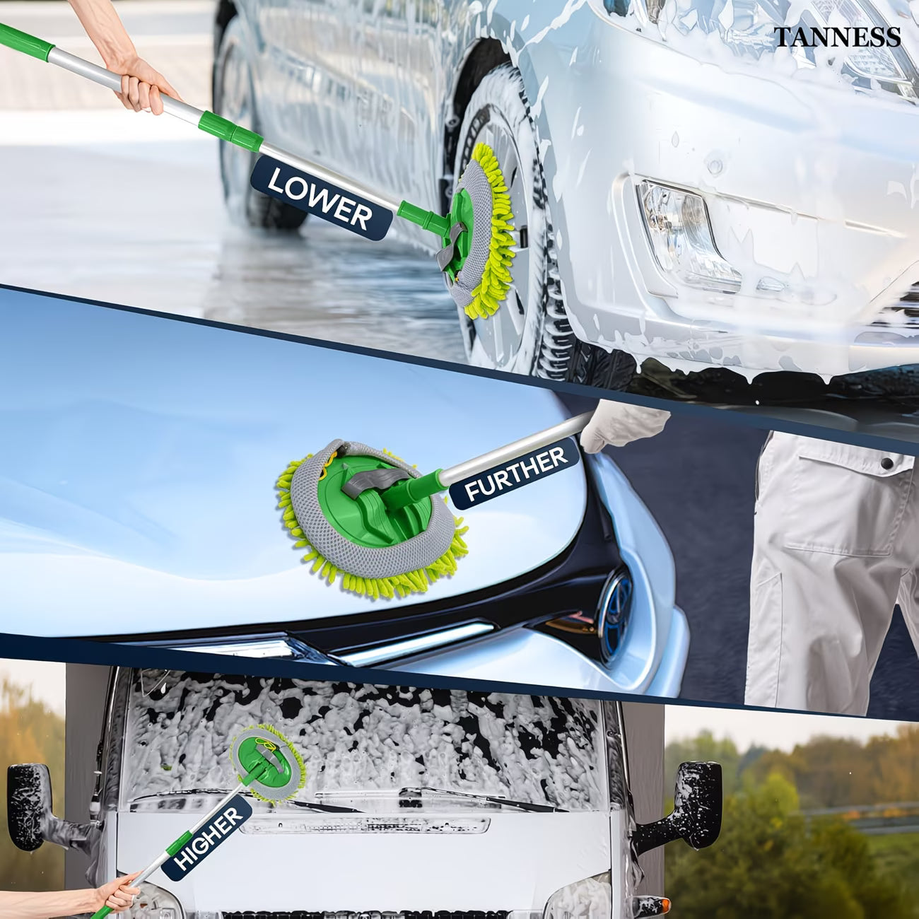 TANNESS Caravan Car Wash Mop Kit – Extendable Handle, Scratch-Free Microfibre Mop with 2 Heads-9
