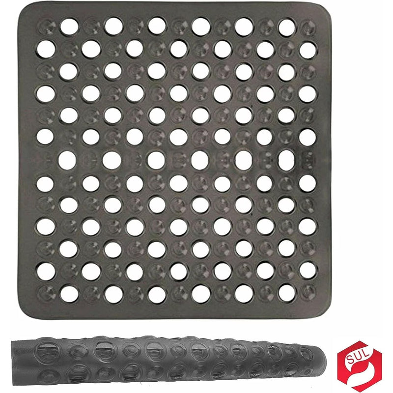 Square Anti-Slip Shower Mat with Suction Cups – Non-Slip Bath Mat for Walk-In Shower Tray with Drain Holes-4