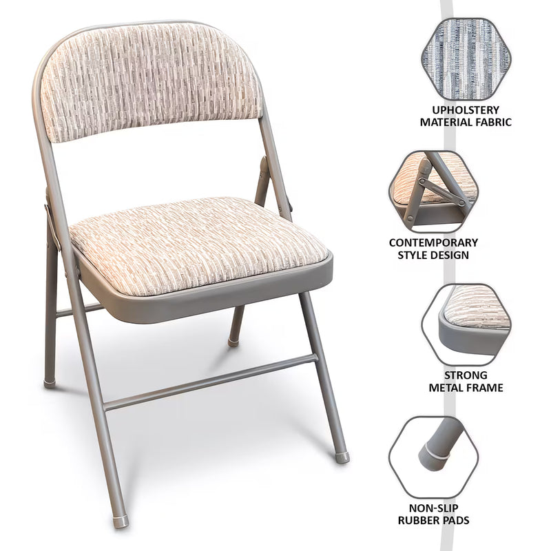 Deluxe Folding Padded Chair with Backrest, Heavy Duty Steel Frame for Home, Office, Garden & Desk Use-3
