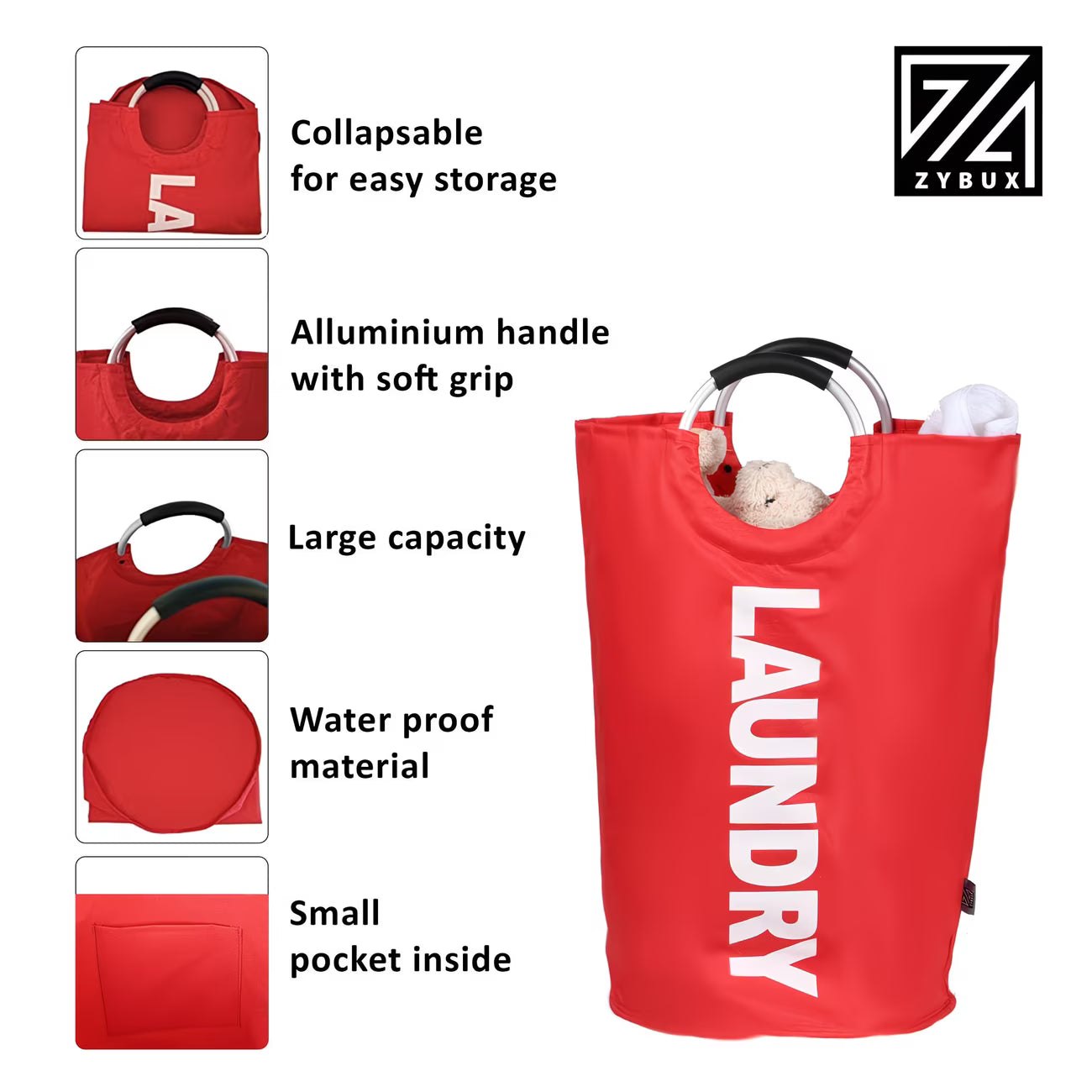 Large 82L Laundry Basket Foldable Hamper with Soft Handles for Bedroom Bathroom Dorm Storage-9