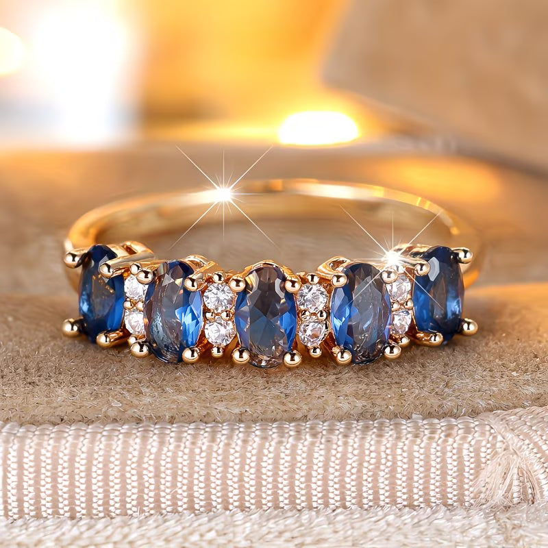 Elegant Oval Cut Blue Synthetic Zirconia Ring for Women – Luxury Statement Jewellery for Party & Daily Wear-6