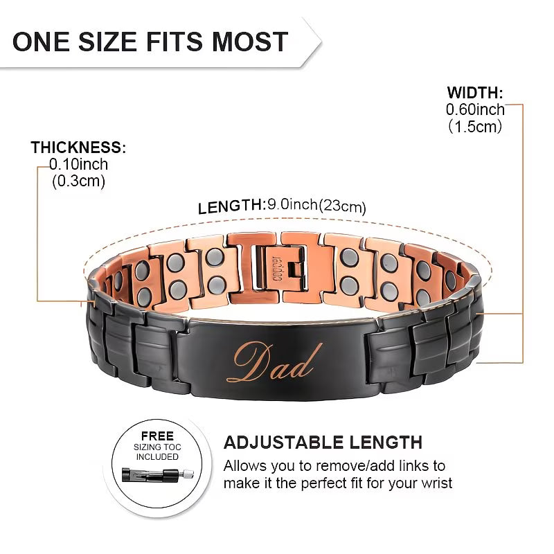Magnetic Copper Bracelet for Men – Adjustable Copper Bangle Father’s Day Gift for Dad-3