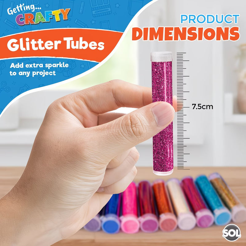 20 Pack Fine Glitter Tubes – Assorted Colours Shaker Pots for Arts, Crafts, Slime & Nail Art-3