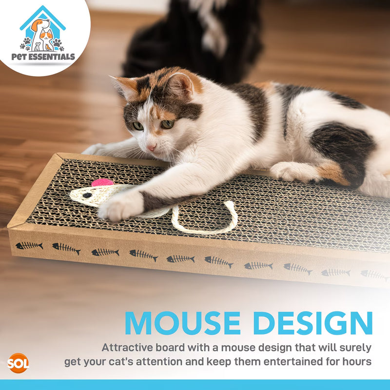 2 Pack Cat Scratcher Pads – Cardboard Cat Scratch Boards with Mouse Design for Indoor Cats & Furniture Protection-5