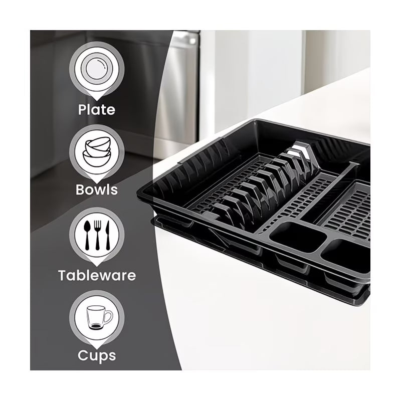 STL Plastic Dish Drainer Rack with Anti-Drip Tray – Holds 13 Plates, BPA-Free Kitchen Organizer-10