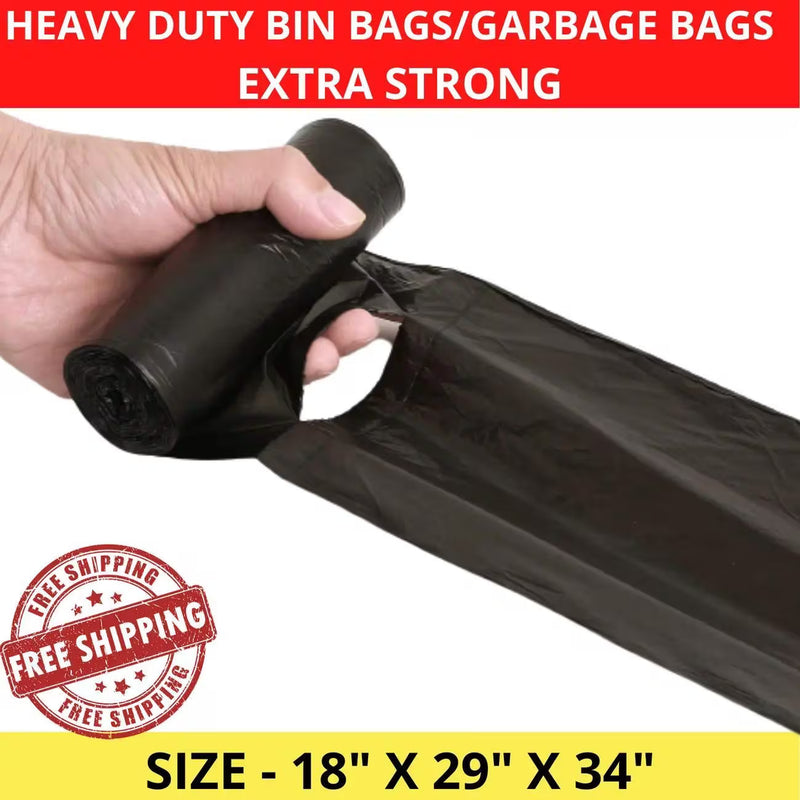 Extra Strong Heavy Duty Black Bin Liners – Durable Garbage Bags for Waste, Rubbish & Refuse Disposal-3