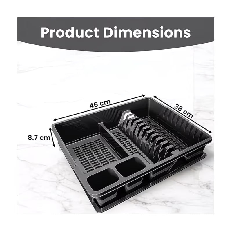 STL Plastic Dish Drainer Rack with Anti-Drip Tray – Holds 13 Plates, BPA-Free Kitchen Organizer-7