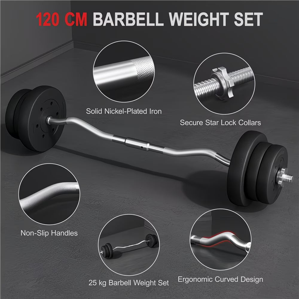 Costoffs Adjustable Weightlifting Set – Barbell & Curl Bar Weight Set with Plates, Home Gym Strength Training Equipment-3