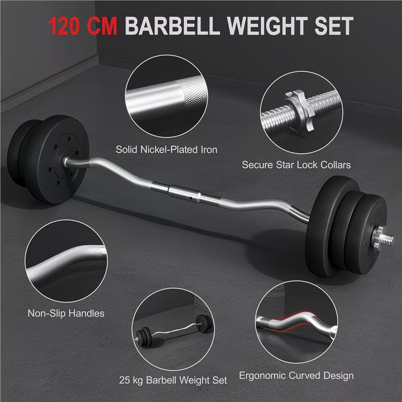 Costoffs Adjustable Weightlifting Set – Barbell & Curl Bar Weight Set with Plates, Home Gym Strength Training Equipment-3
