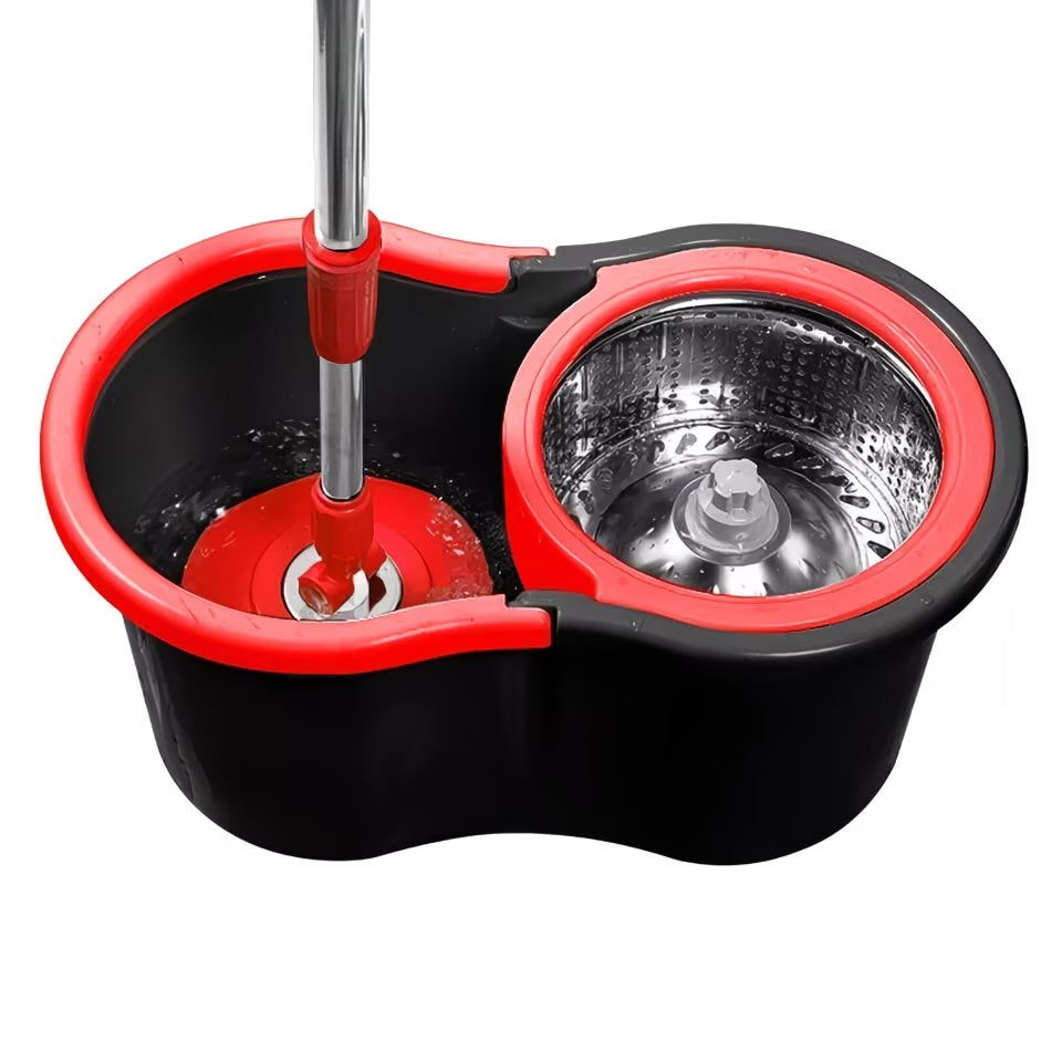 360° Spin Mop Bucket Set with 2 Microfiber Heads – Hands-Free Rotating Floor Cleaning System-2
