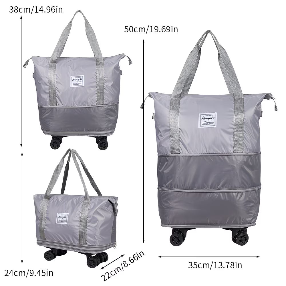 Expandable Rolling Duffel Bag with Detachable Wheels – Foldable Travel Bag with 360° Spinner Wheels, Wet & Dry Compartment, Carry-On Luggage for Men & Women-21