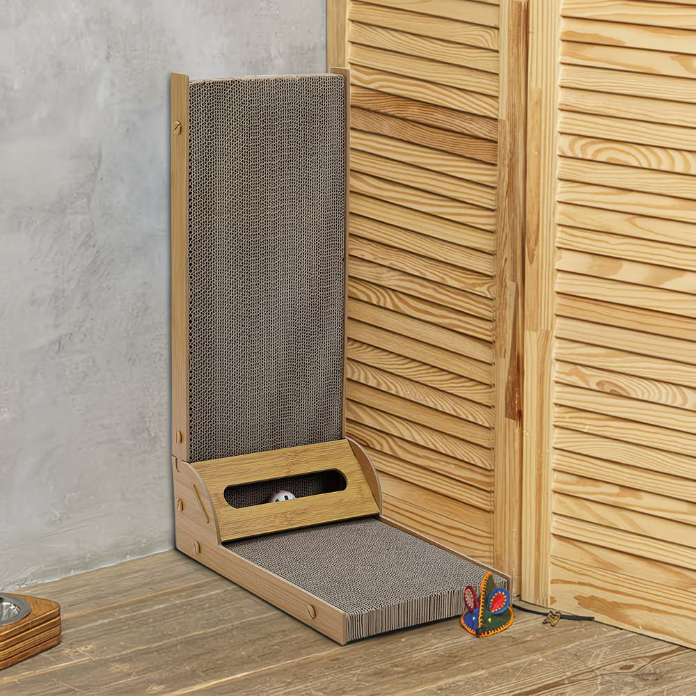 L-Shaped Cat Scratching Tower 60cm – Multi-Angle Vertical & Horizontal Scratch Post with Lounge Platform for Adult Cats-8