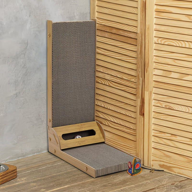 L-Shaped Cat Scratching Tower 60cm – Multi-Angle Vertical & Horizontal Scratch Post with Lounge Platform for Adult Cats-8