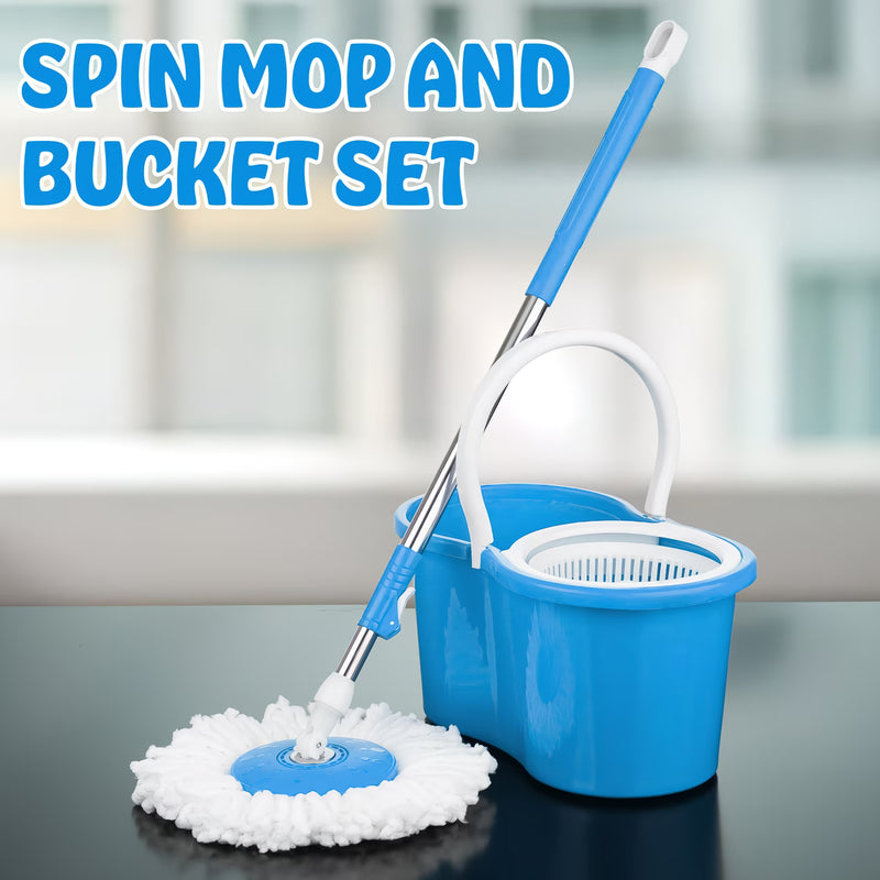 360° Spin Mop & Bucket Set with Wringer – Easy Wring Floor Cleaning System, Reusable Microfiber Mop Heads for Home, Bathroom & Kitchen-7