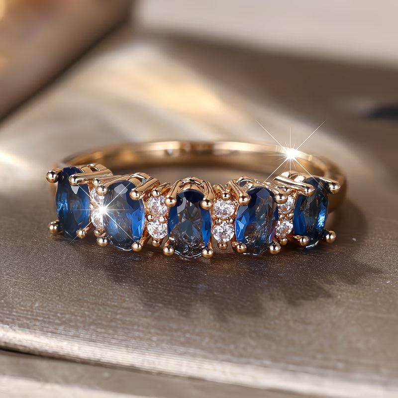 Elegant Oval Cut Blue Synthetic Zirconia Ring for Women – Luxury Statement Jewellery for Party & Daily Wear-3