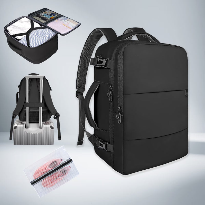 45x36x20 Easyjet Cabin Bag Underseat Travel Backpack – Airline Approved Carry On with Shoe & Laptop Compartment, Black-1