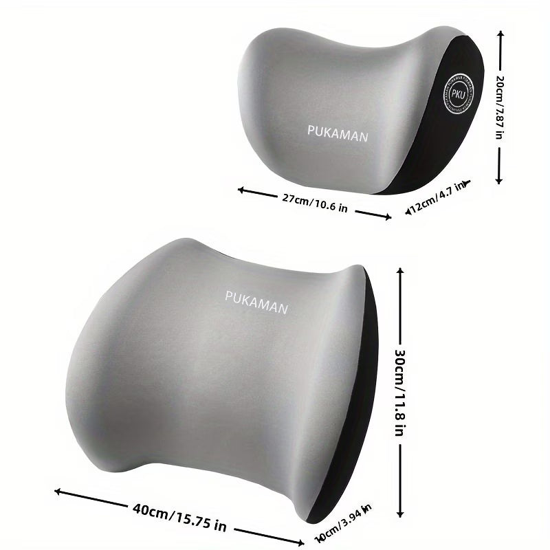 Car Headrest and Lumbar Cushion Set Ergonomic Neck and Back Support Pillow for Driving Comfort-3