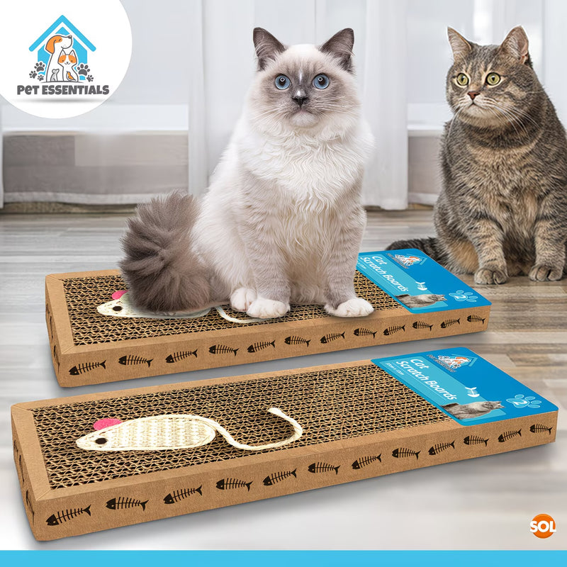 2 Pack Cat Scratcher Pads – Cardboard Cat Scratch Boards with Mouse Design for Indoor Cats & Furniture Protection-6