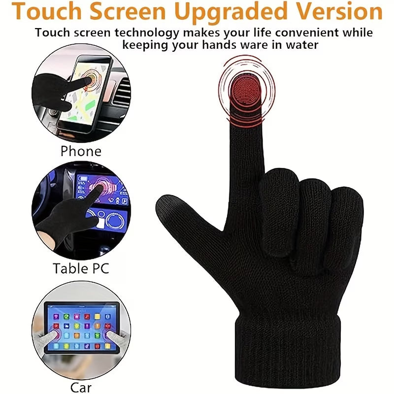 4 Pairs Women Winter Touchscreen Gloves Warm Plush Lined Driving Cycling Gloves-3