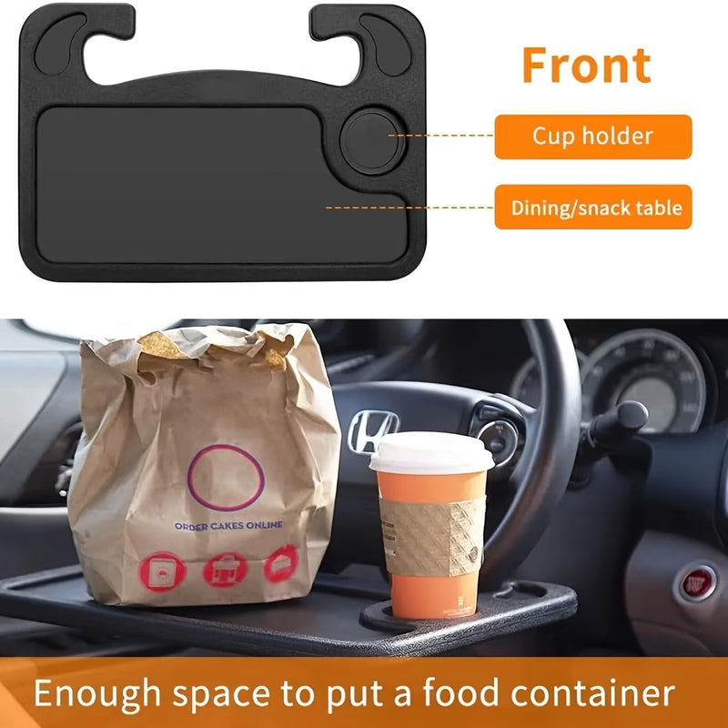 4 in 1 Car Steering Wheel Desk Laptop Stand Tray with Tablet Slot Cup Holders Portable Table-6