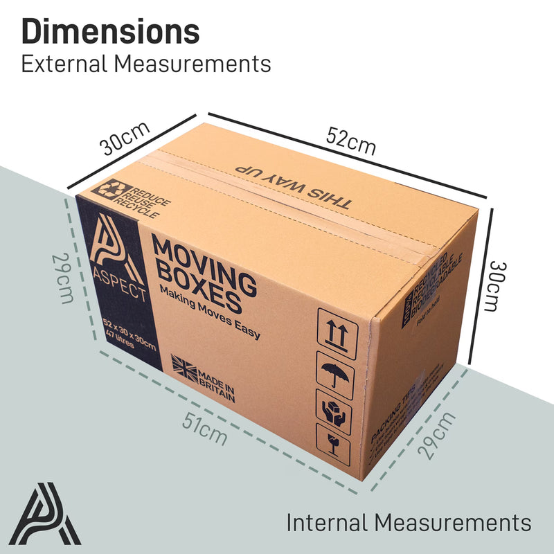 10 Pack Medium Moving Boxes 47L – Cardboard Storage & Packing Boxes with Handles, Collapsible Flat Pack Design-2