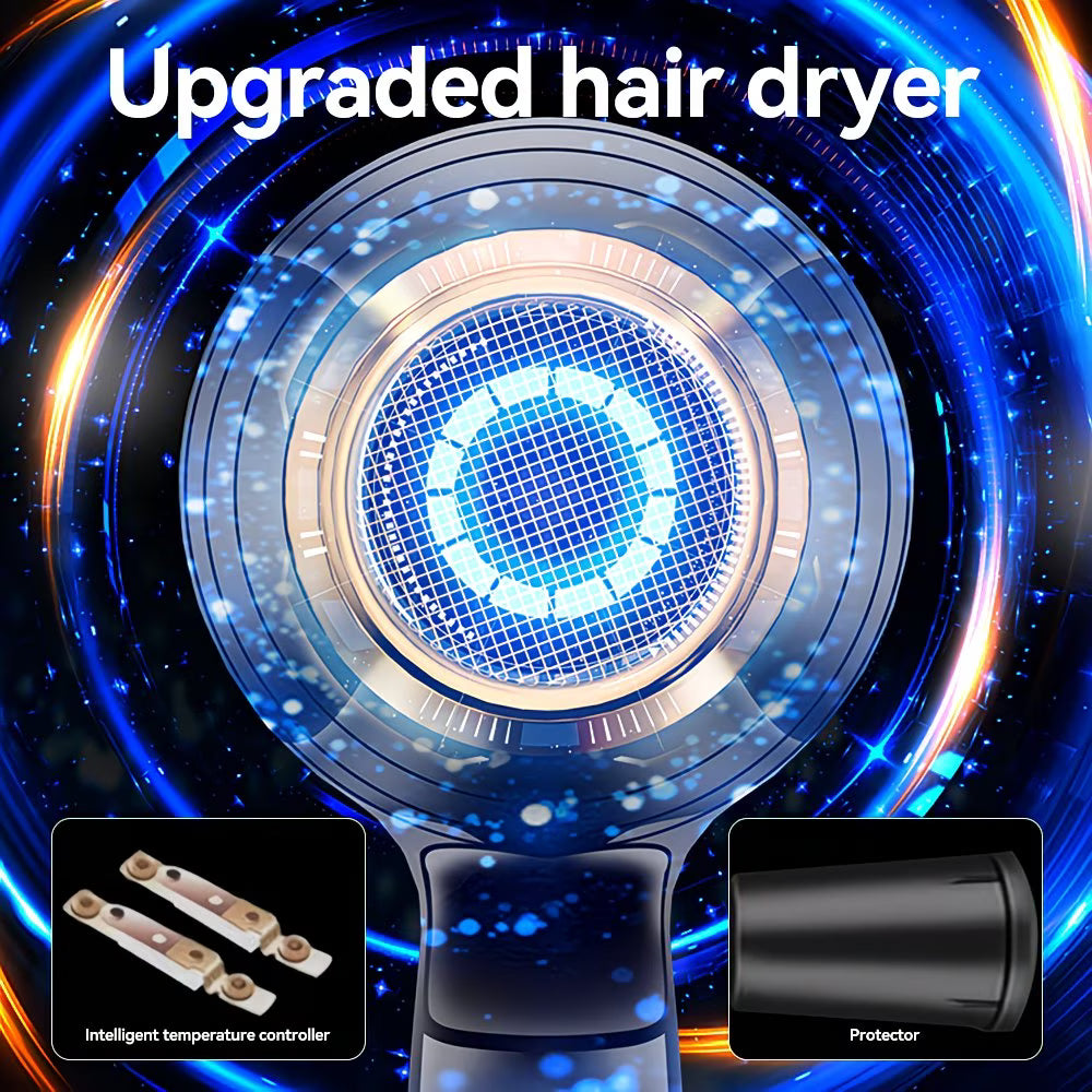 1800W Negative Ion Hair Dryer with Precise Heat Control & Detachable Nozzle – Quiet UK Plug Hairdryer (Black)-6