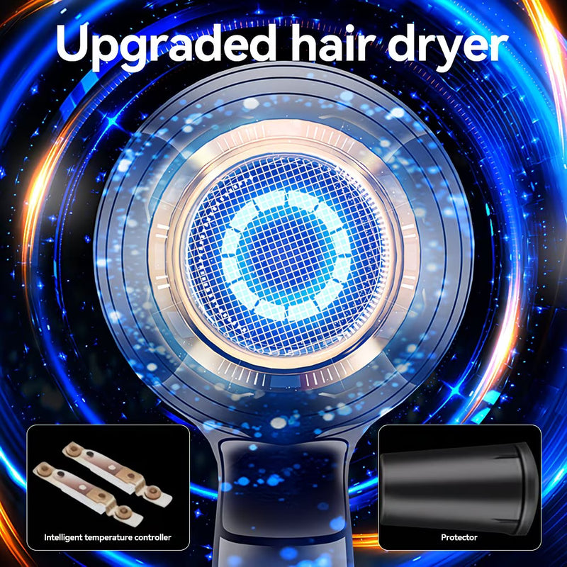 1800W Negative Ion Hair Dryer with Precise Heat Control & Detachable Nozzle – Quiet UK Plug Hairdryer (Black)-6