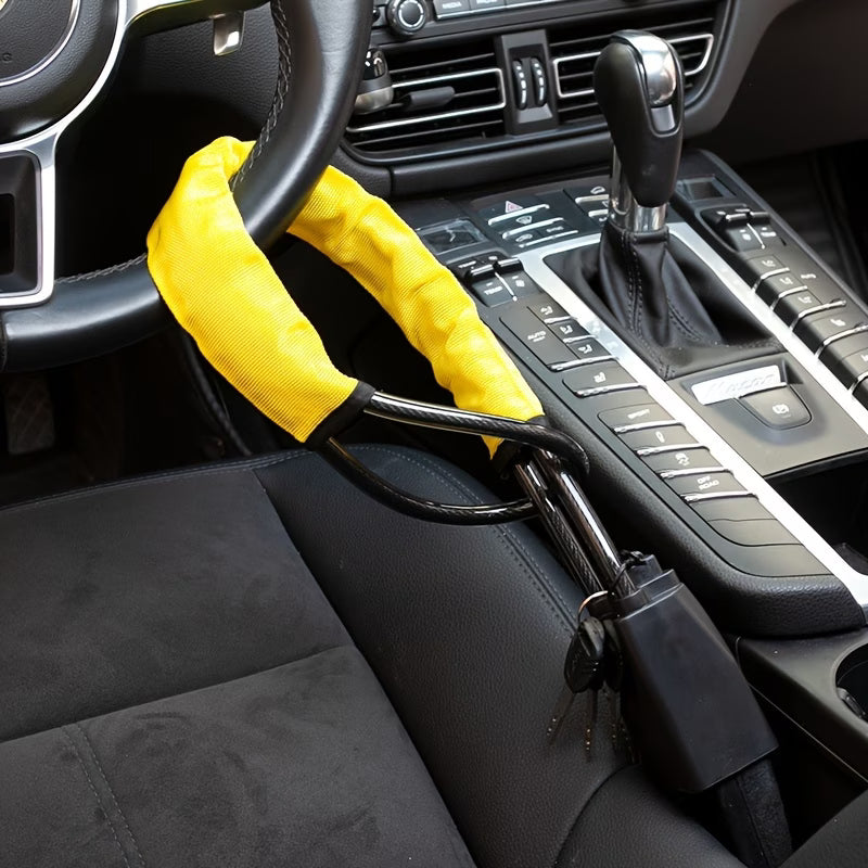 Heavy Duty Car Steering Wheel Lock Anti Theft Braided Steel Cable Security Lock with Key-2