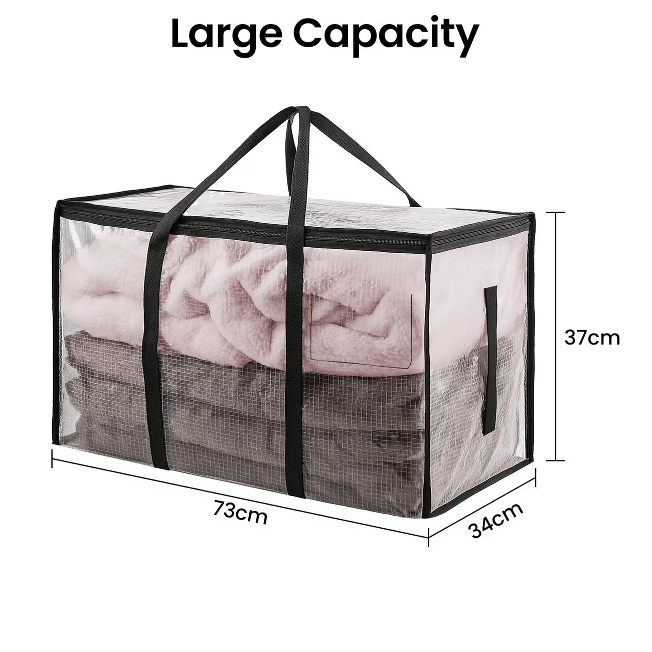 4 Pack / 8 Pack 90L Large Moving Storage Bags – Heavy Duty Transparent Totes with Backpack Straps (73x37x34cm)-3