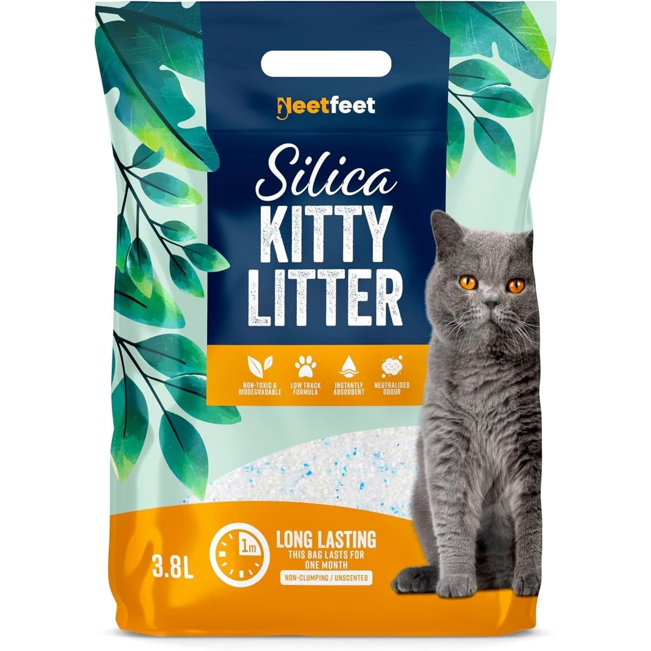Natural Silica Cat Litter Crystals 3.8L Ultra Absorbent Dust Free Cat Litter with Strong Odour Control-1