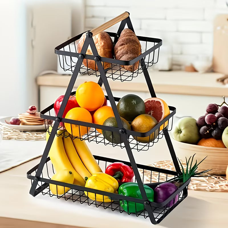 3-Tier Detachable Metal Storage Basket – Rust-Resistant Kitchen Fruit & Vegetable Organizer Rack-1
