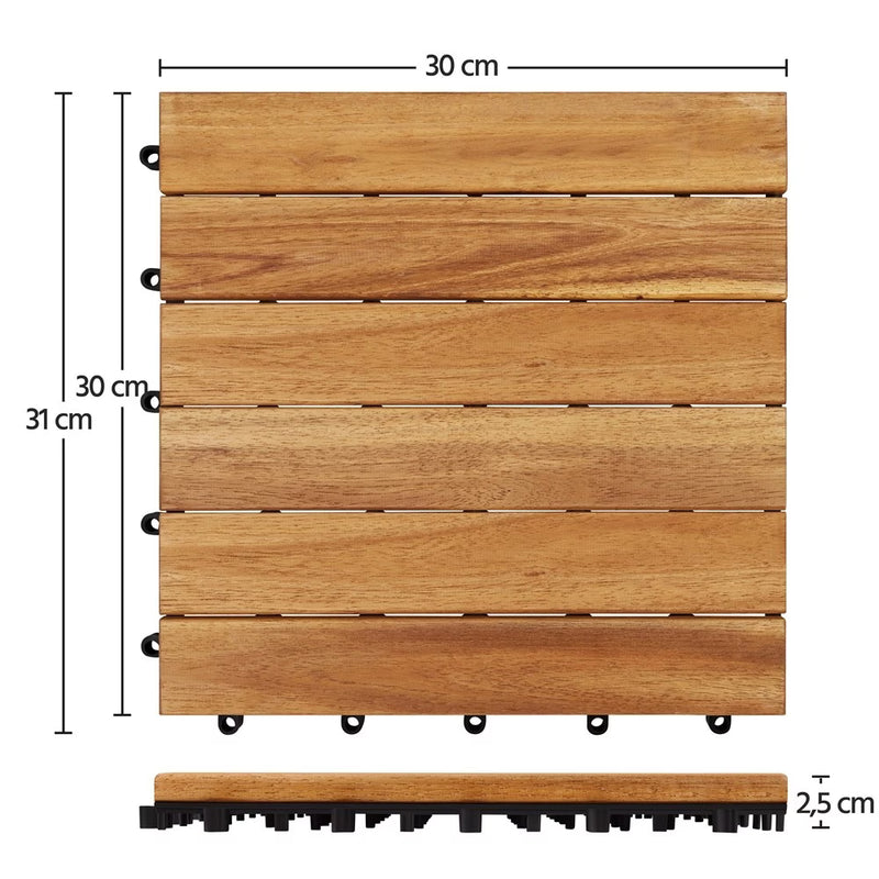 30x30cm Interlocking Wood Deck Tiles Acacia Wood Plastic Flooring Indoor Outdoor-4