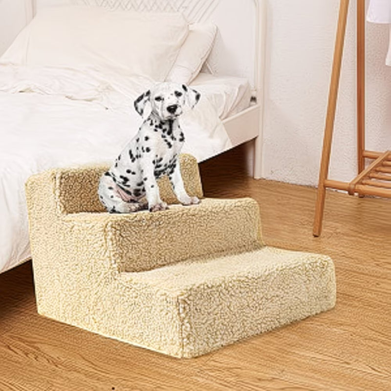 3-Step Dog Stairs for Bed – Non-Slip Pet Steps with Washable Plush Cover, Pet Ladder for Dogs & Cats-6