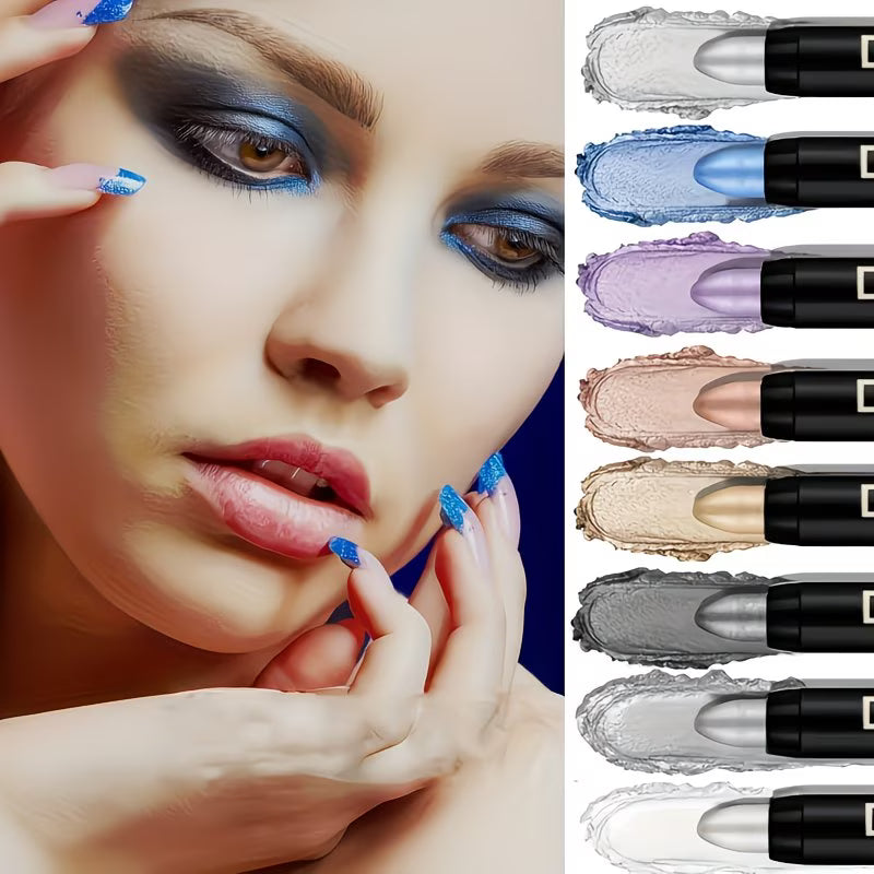 8pcs Colorful Shimmery Eyeshadow & Eyeliner Pen Set – Fluorescent Gel Makeup for Halloween & Christmas-5