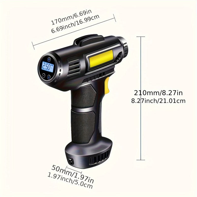 Cordless Tire Inflator Air Pump Portable Compressor with Digital Gauge LED USB-C for Car Bike-3