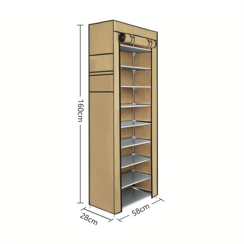 10 Tier Shoes Rack with Dustproof Cover, Shoe Storage Cabinet, Shoe Organizer, Easy to Assemble, Hold up to 25-30 Pairs-3