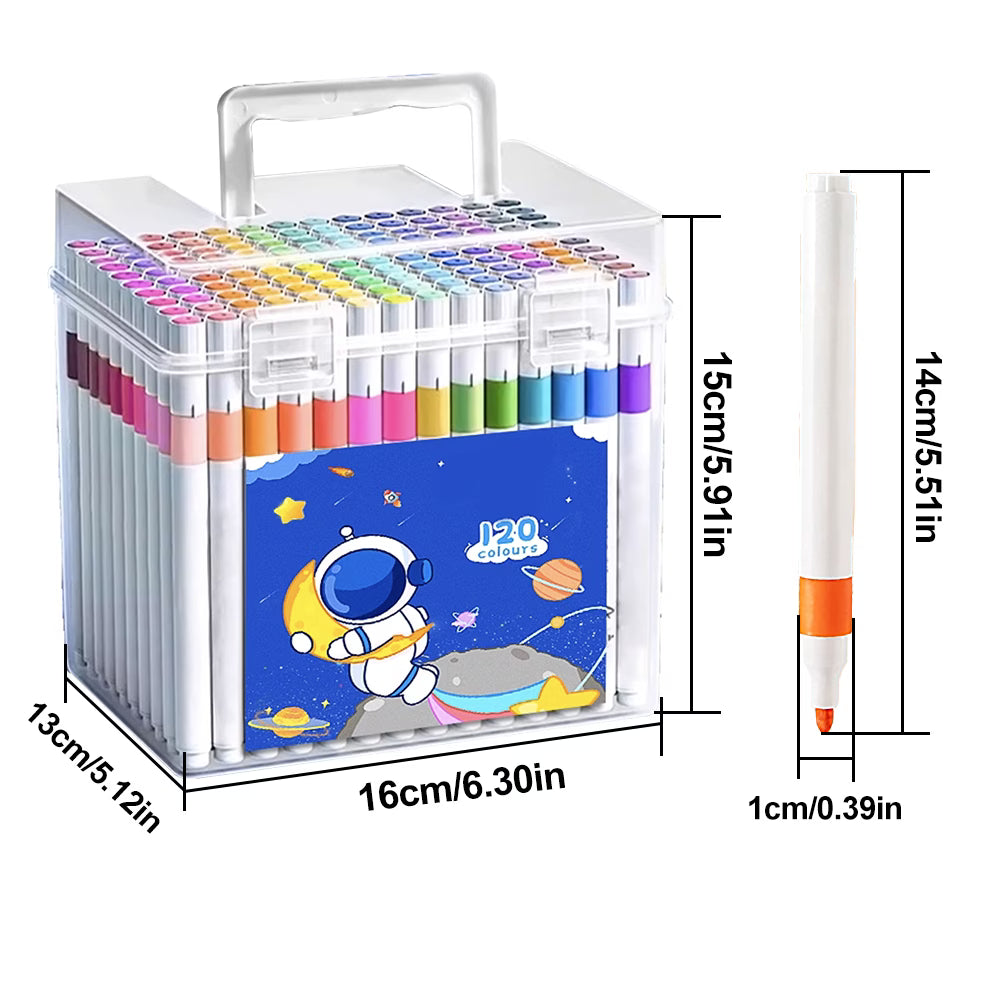 120pcs Acrylic Marker Set in Bucket – Washable, Quick-Dry, Waterproof Paint Pens for Kids, School Art, Craft &amp; DIY Projects-3