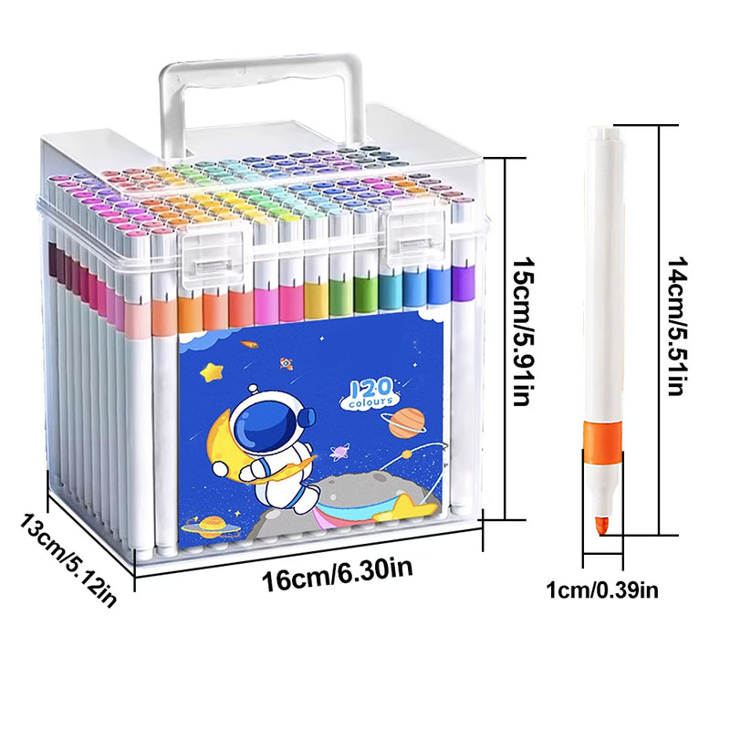 120pcs Acrylic Marker Set in Bucket – Washable, Quick-Dry, Waterproof Paint Pens for Kids, School Art, Craft &amp; DIY Projects-3
