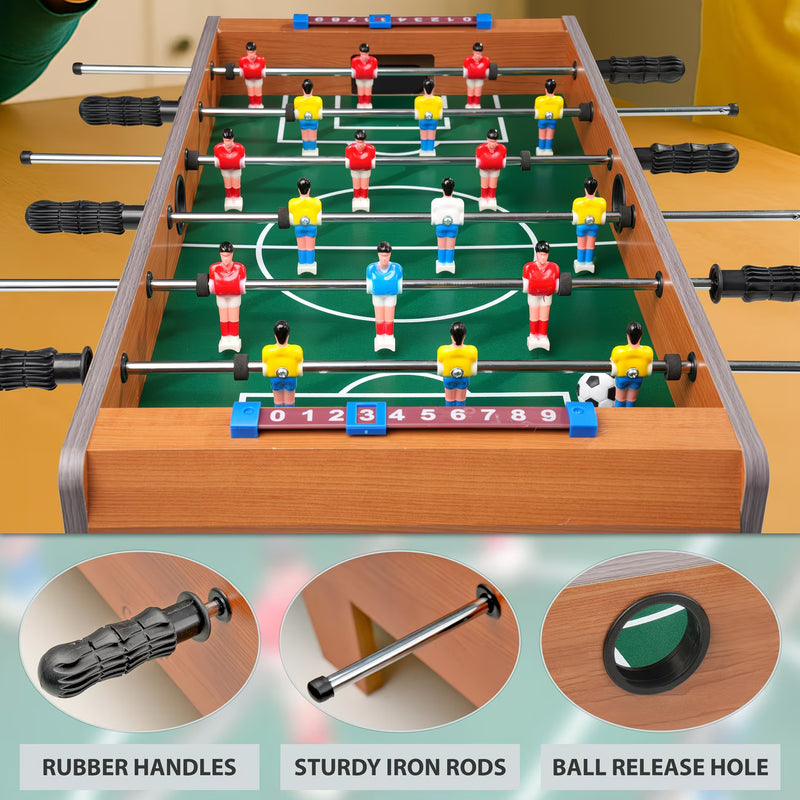 Wooden Table Football Game – Mini Tabletop Foosball Soccer Set with Accessories, Family Party Game & Christmas Gift Idea-2