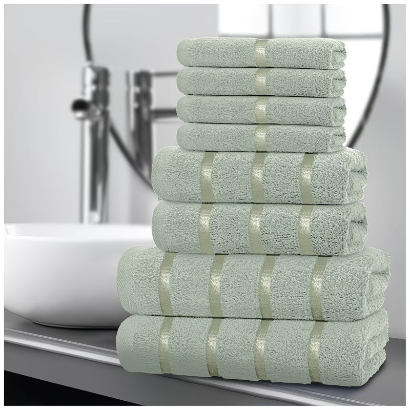 Cotton Towel Set 8-Piece – Quick Drying & Highly Absorbent, Face Hand & Bath Towels, Boston Design, Machine Washable-7