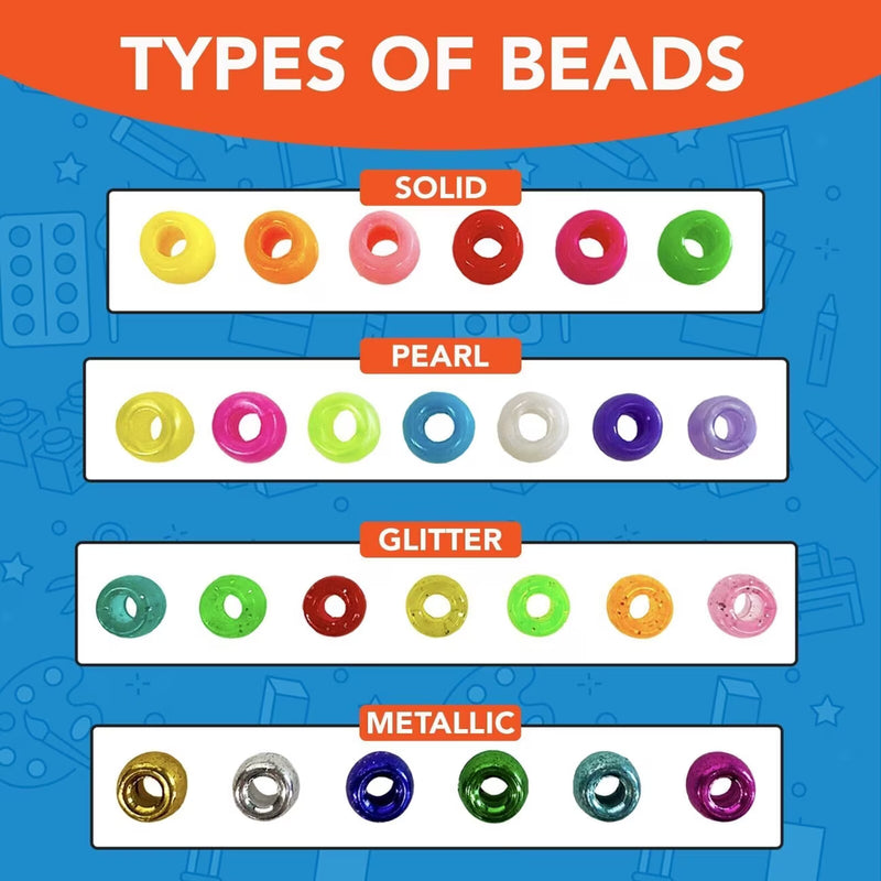 1000 Mixed Pony Beads for Jewellery Making 9x6mm Acrylic Craft Beads Assorted Colours for Bracelets Necklaces DIY Crafts-8