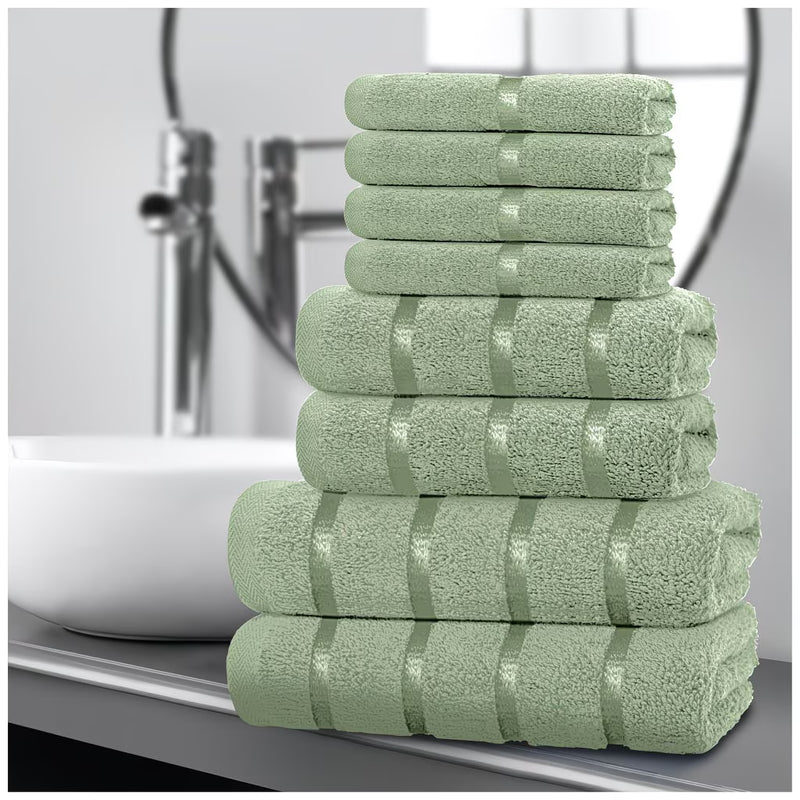 Cotton Towel Set 8-Piece – Quick Drying & Highly Absorbent, Face Hand & Bath Towels, Boston Design, Machine Washable-12