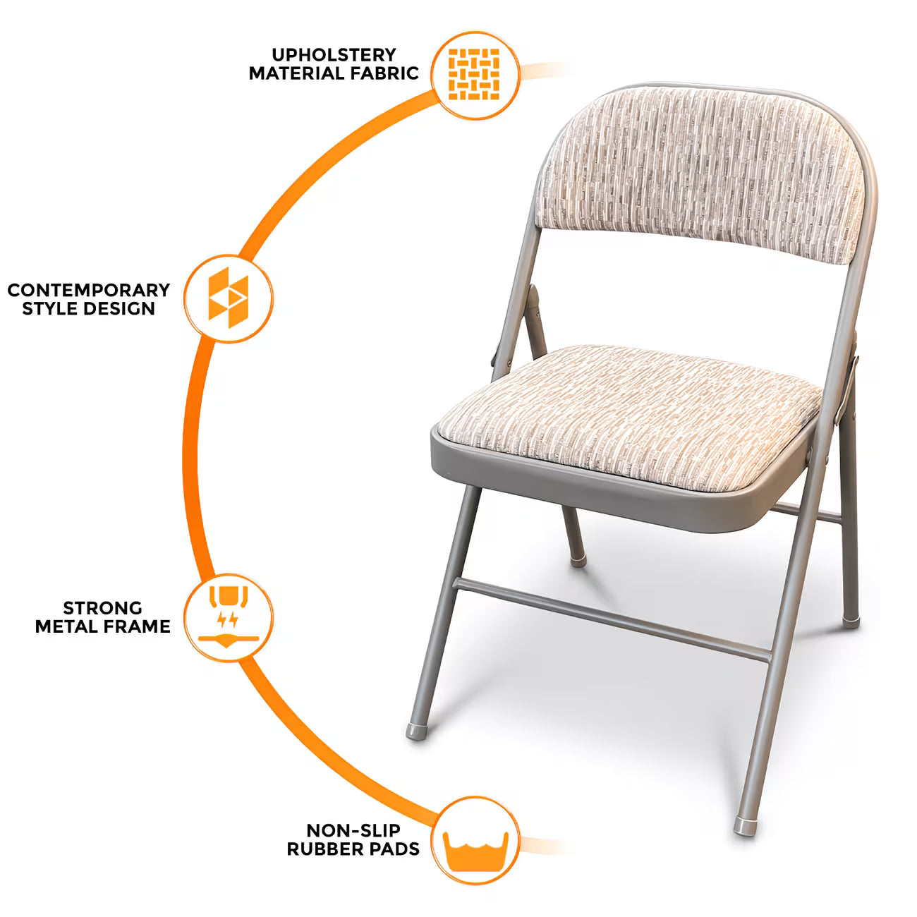 Deluxe Folding Padded Chair with Backrest, Heavy Duty Steel Frame for Home, Office, Garden & Desk Use-5