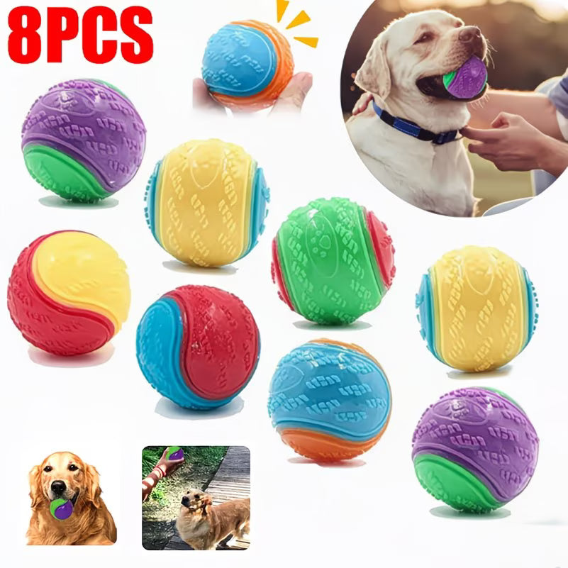 8PCS Squeaky Dog Balls Set – Indestructible Durable Dog Chew Balls for Training, Teeth Cleaning & Interactive Play-1