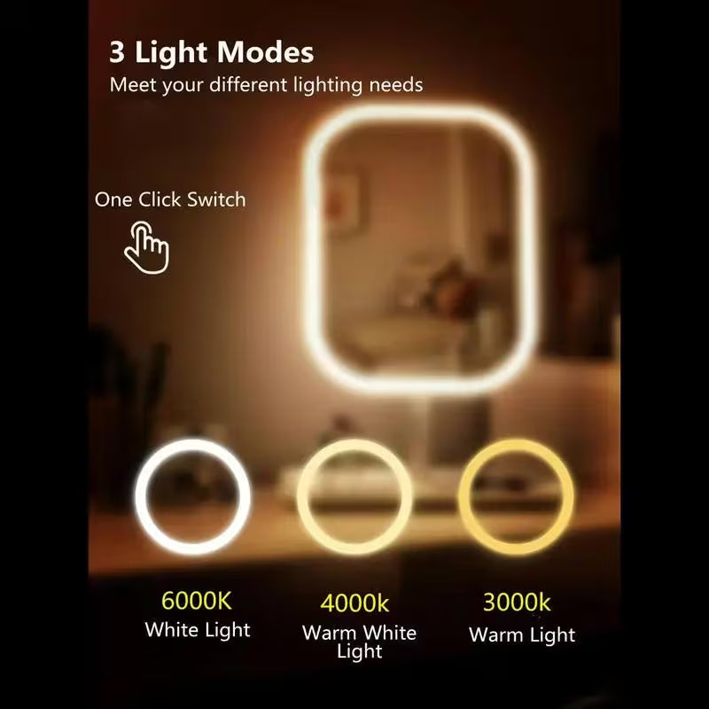 LED Makeup Mirror with Lights Foldable Touch Control Vanity Mirror 3 Light Modes-7