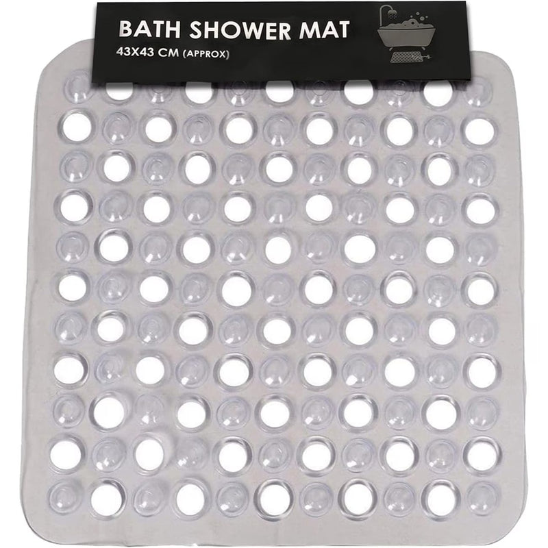 Square Anti-Slip Shower Mat with Suction Cups – Non-Slip Bath Mat for Walk-In Shower Tray with Drain Holes-7