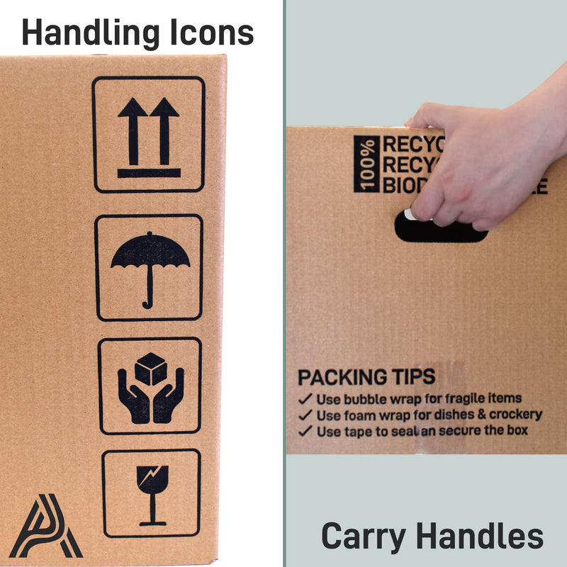 10 Pack Medium Moving Boxes 47L – Cardboard Storage & Packing Boxes with Handles, Collapsible Flat Pack Design-5