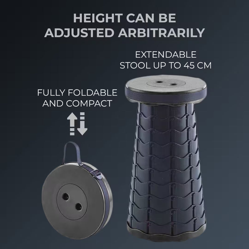 Portable Folding Camping Stool Adjustable Height Telescopic Travel Seat-5